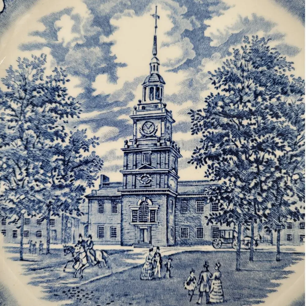 Staffordshire Vintage Liberty Blue 1776‎ Colonial Transferware 2 Dinner Plate 11